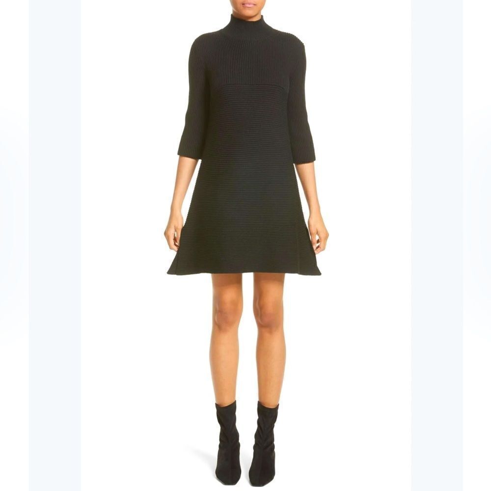 Stella McCartney Black Ribbed A-Line Wool Dress Size 40/ Medium